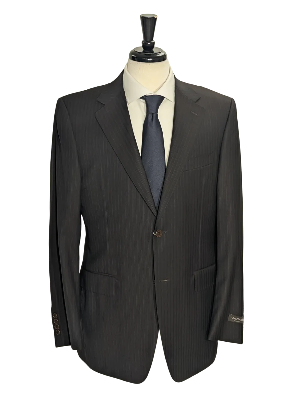 Canali Brown Pinstriped 100% Wool Suit 50L