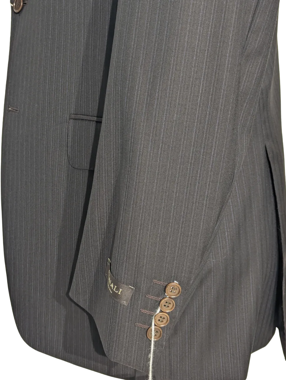 Canali Brown Pinstriped 100% Wool Suit 50L