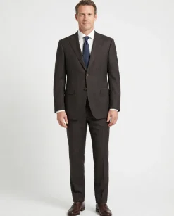 Canali Brown Pinstriped 100% Wool Suit 40L