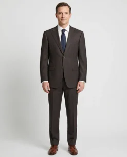 Canali Brown Pinstriped 100% Wool Suit 48L