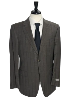 Canali Charcoal Glen Plaid 100% Wool Suit 40R