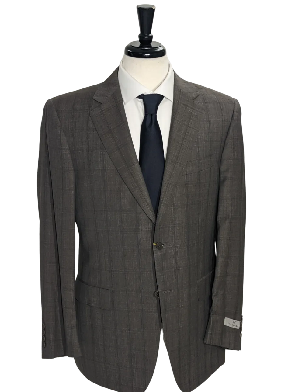 Canali Charcoal Glen Plaid 100% Wool Suit 40R