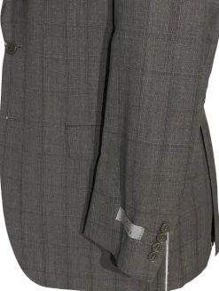 Canali Charcoal Glen Plaid 100% Wool Suit 40R
