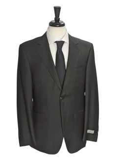 Canali Charcoal Herringbone Wool Mohair Suit 40R