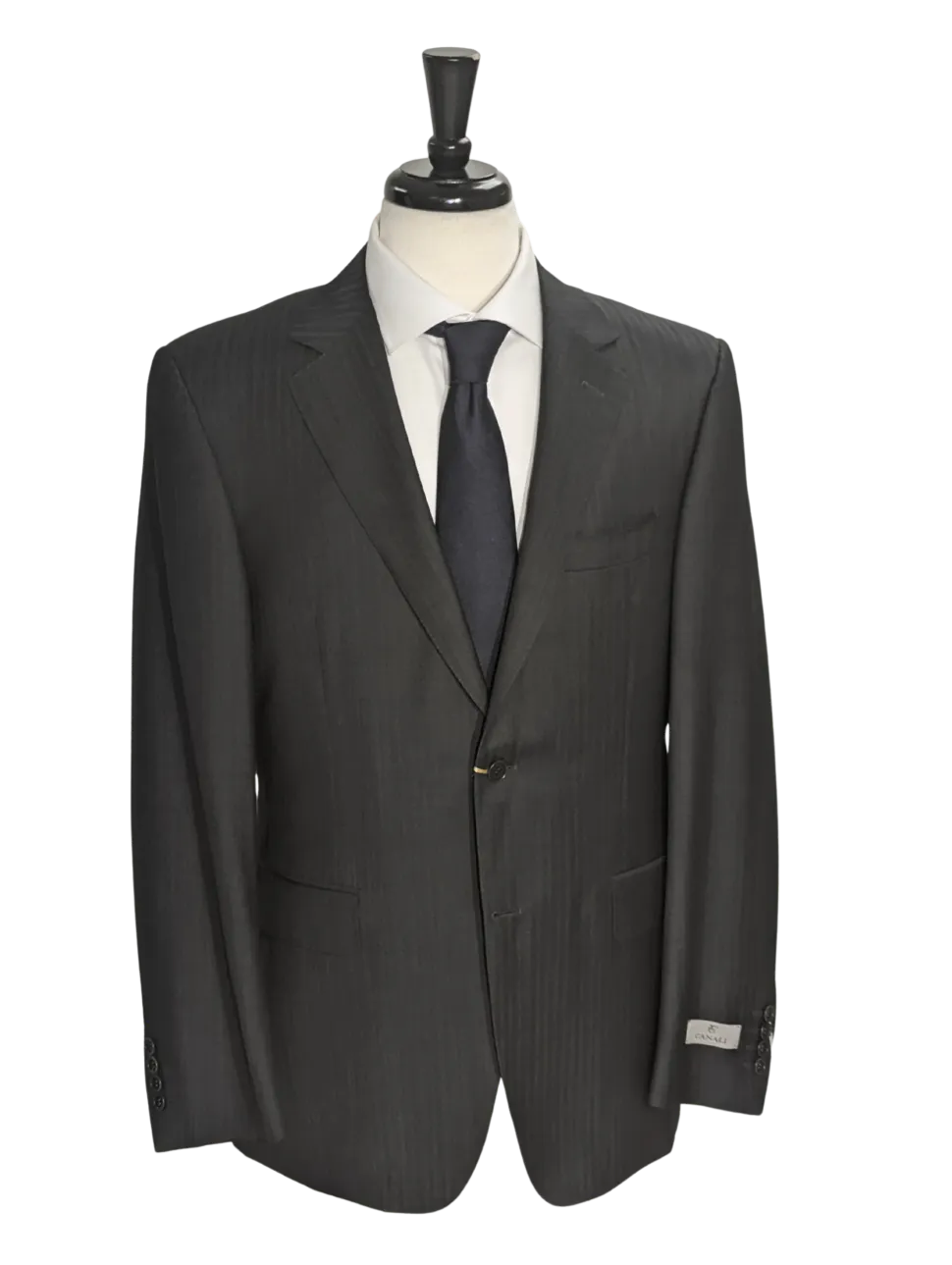 Canali Charcoal Herringbone Wool Mohair Suit 40R