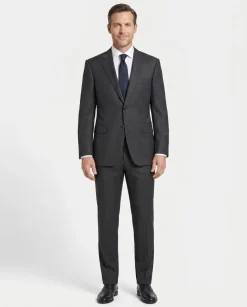 Canali Charcoal Herringbone Wool Mohair Suit 40R