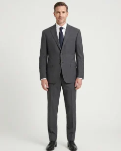 Canali Charcoal Micro Check 100% Wool Suit 40R