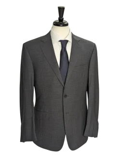 Canali Charcoal Micro Check 100% Wool Suit 40R
