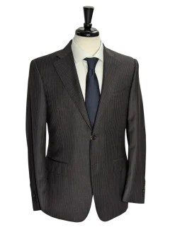 Canali Charcoal Pinstripe 100% Wool Suit 38R