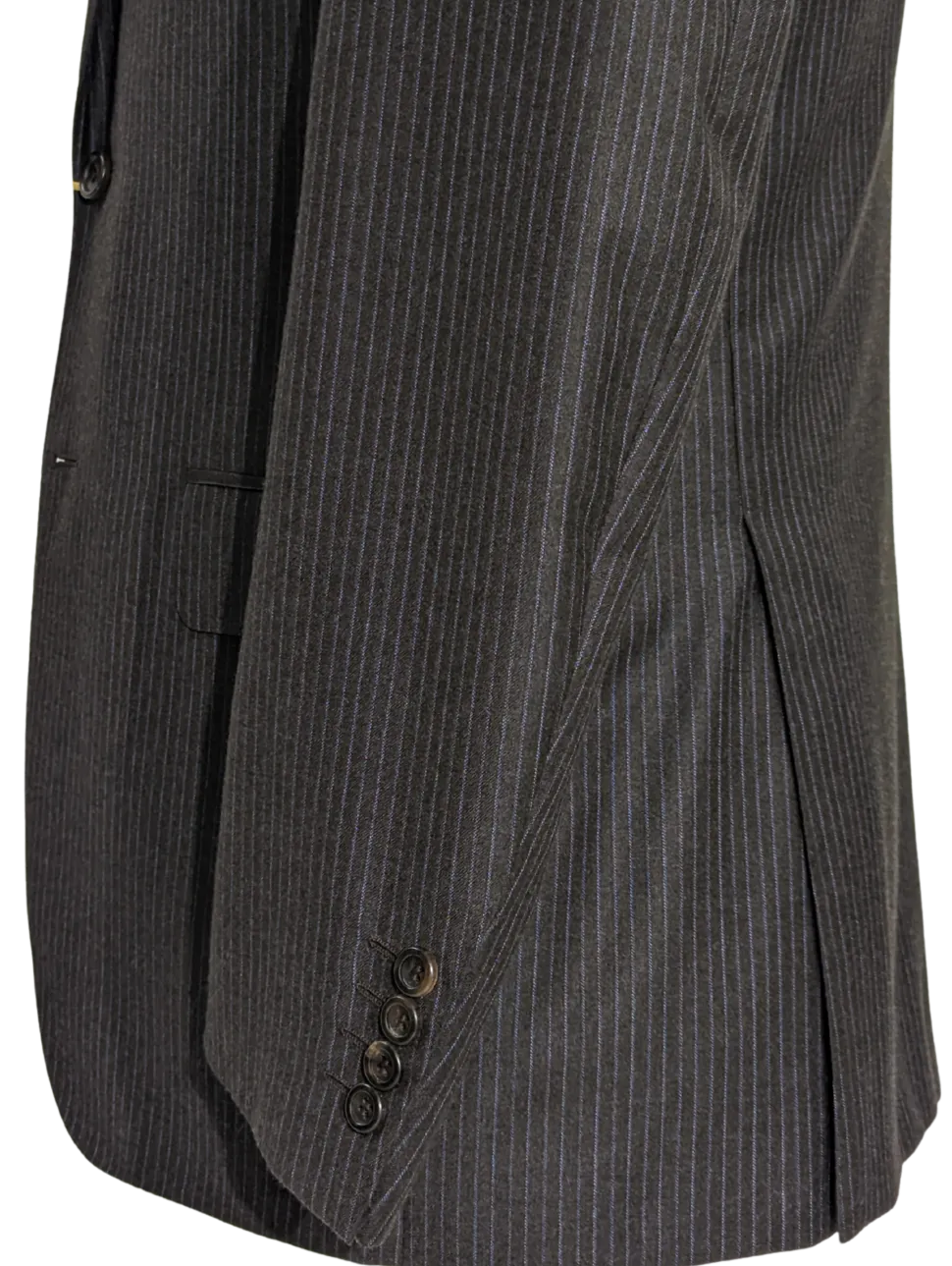 Canali Charcoal Pinstripe 100% Wool Suit 38R