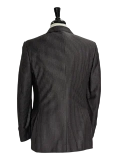 Canali Charcoal Pinstripe 100% Wool Suit 38R
