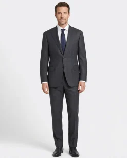Canali Charcoal Windowpane 100% Wool Suit 40R