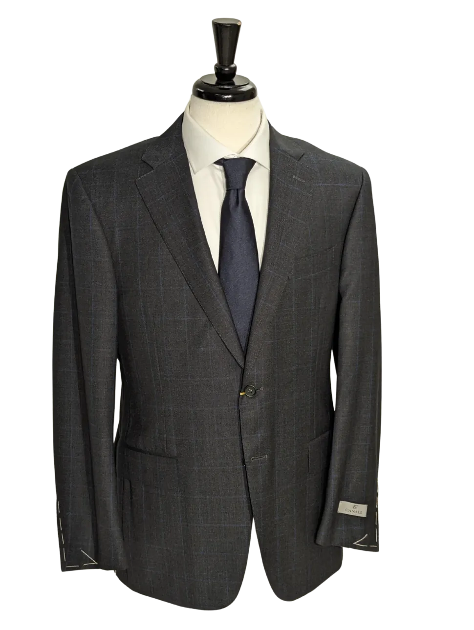 Canali Charcoal Windowpane 100% Wool Suit 40R