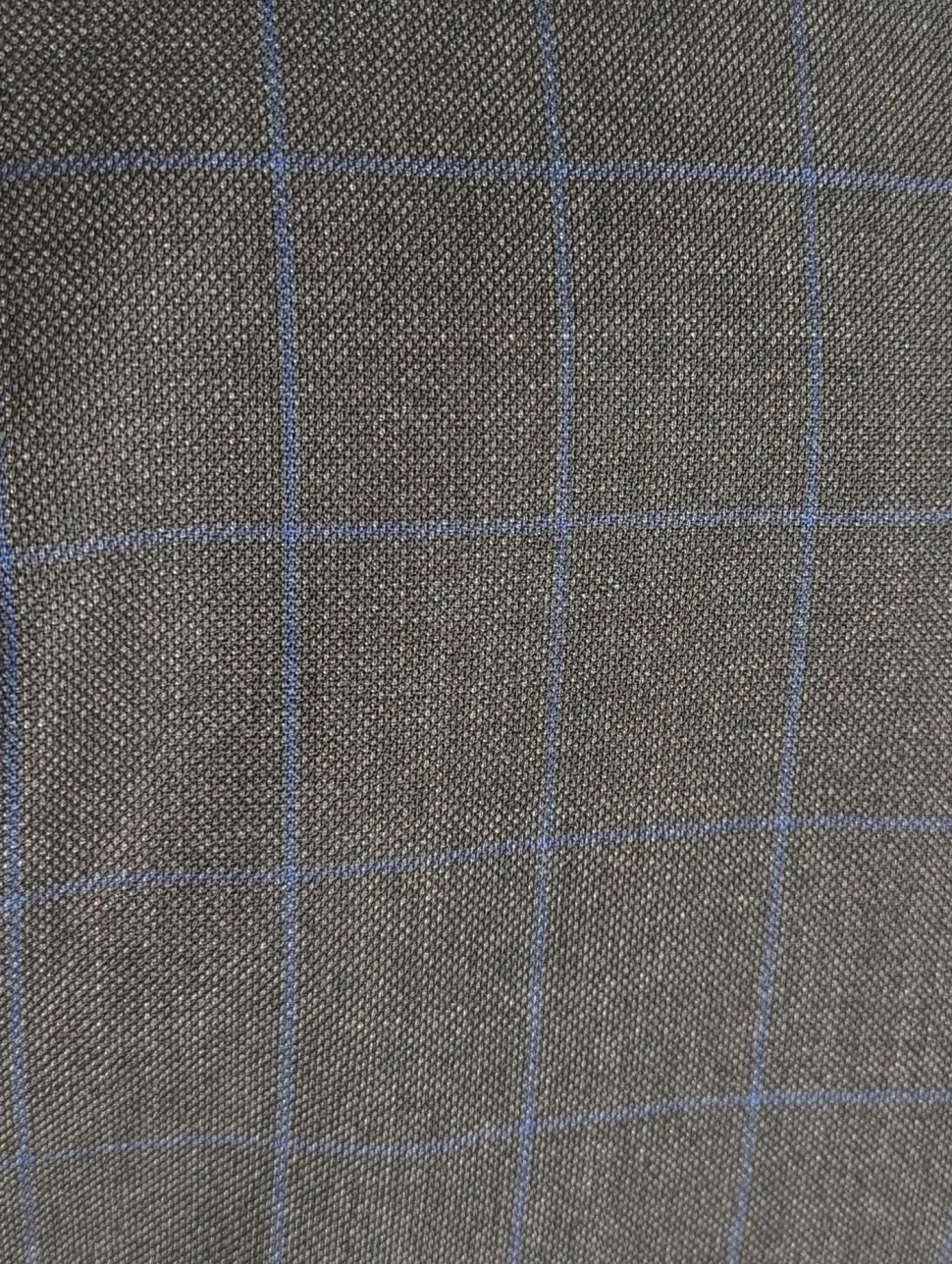 Canali Charcoal Windowpane 100% Wool Suit 40R