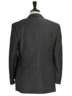 Canali Charcoal Windowpane 100% Wool Suit 40R