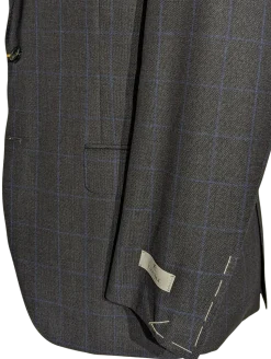 Canali Charcoal Windowpane 100% Wool Suit 40R