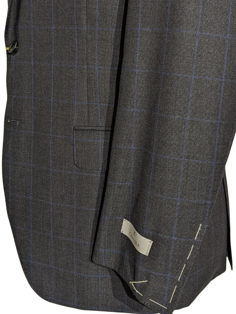 Canali Charcoal Windowpane 100% Wool Suit 40R