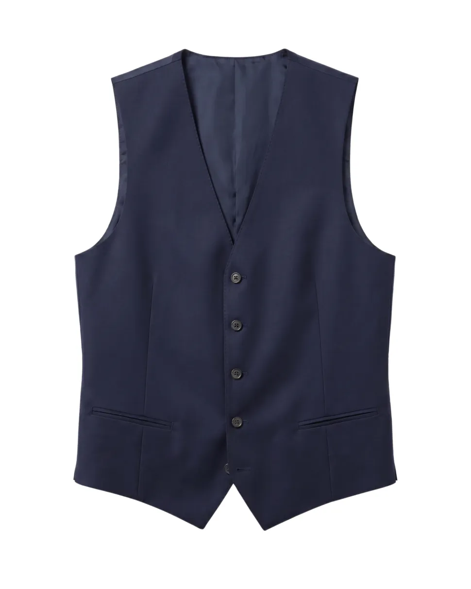 Canali Dark Blue Slim Fit Canvassed Shawl Lapel Wool 3-Piece Suit 44R