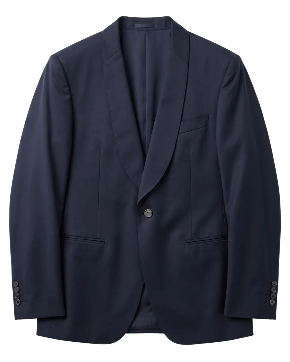 Canali Dark Blue Slim Fit Canvassed Shawl Lapel Wool 3-Piece Suit 44R