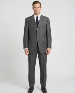 Canali Dark Gray Herringbone Wool Blend 3-Button Suit 48L