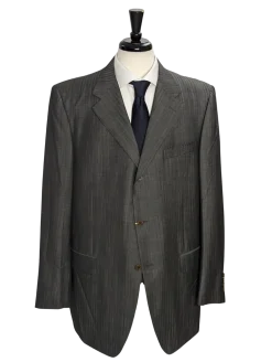 Canali Dark Gray Herringbone Wool Blend 3-Button Suit 48L