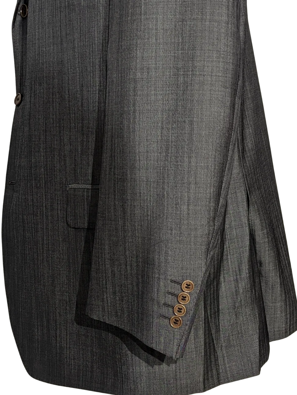 Canali Dark Gray Herringbone Wool Blend 3-Button Suit 48L