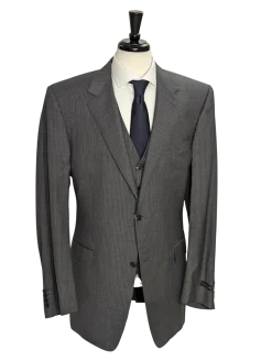 Canali Dark Gray 3-piece Pinstriped 100% Wool Suit 46XL