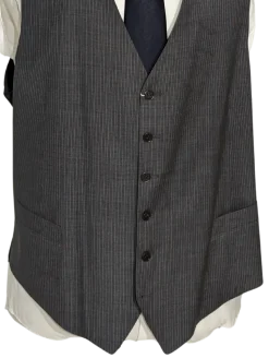 Canali Dark Gray 3-piece Pinstriped 100% Wool Suit 46XL