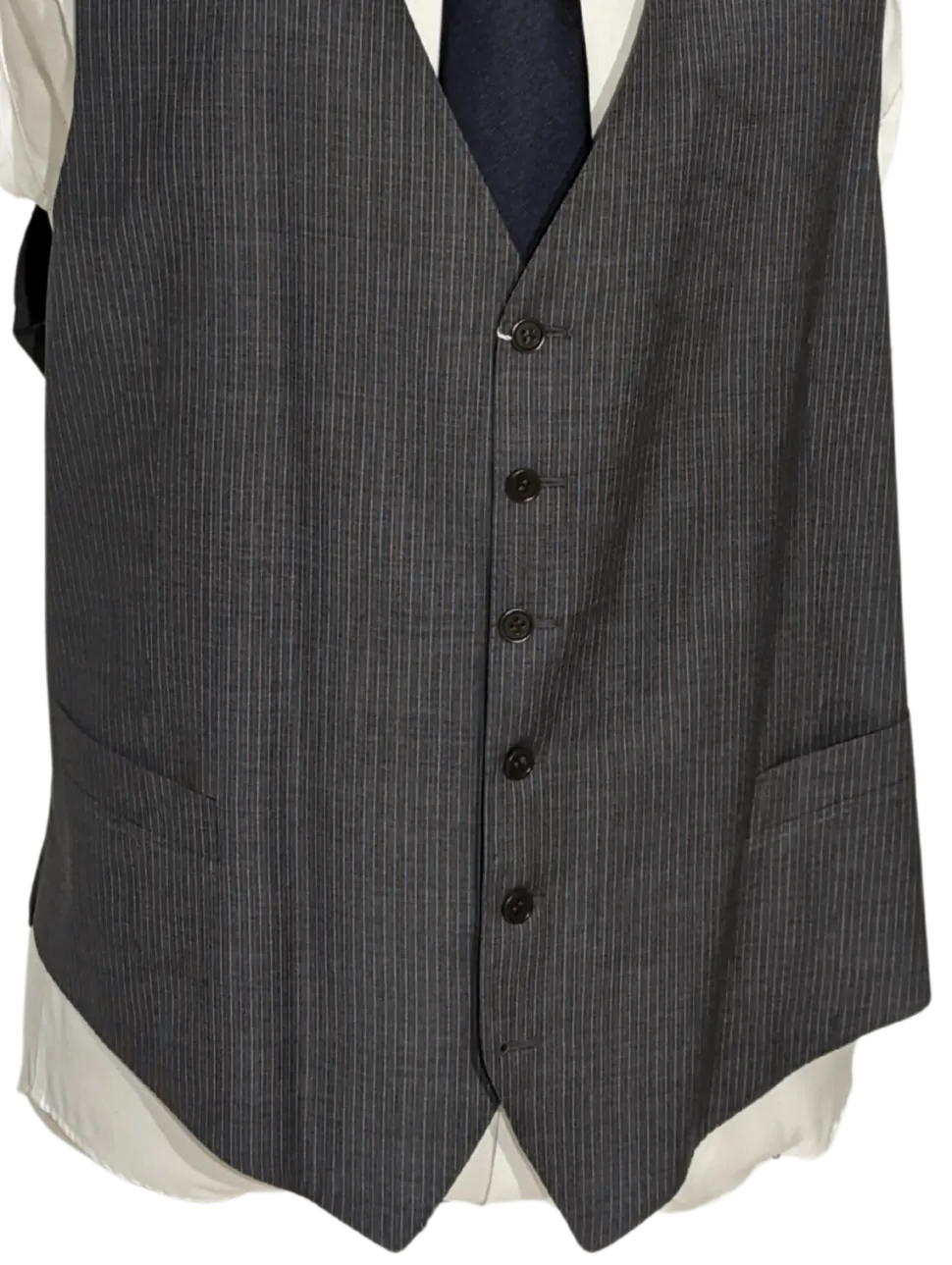 Canali Dark Gray 3-piece Pinstriped 100% Wool Suit 46XL