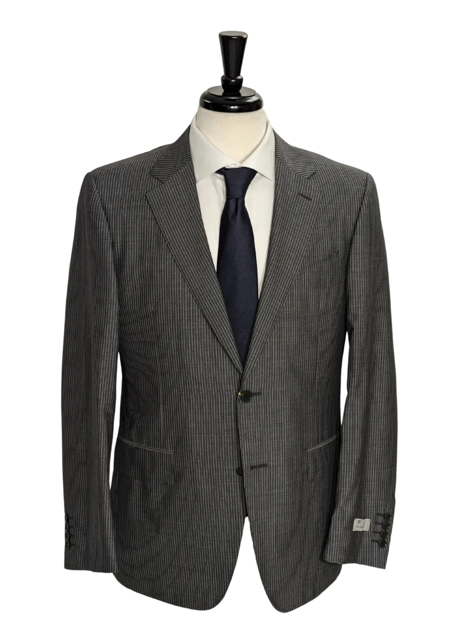 Canali Dark Gray Pinstriped 100% Wool Suit 40R