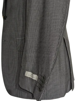 Canali Dark Gray Pinstriped 100% Wool Suit 40R