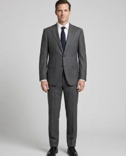 Canali Dark Gray Pinstriped 100% Wool Suit 40R