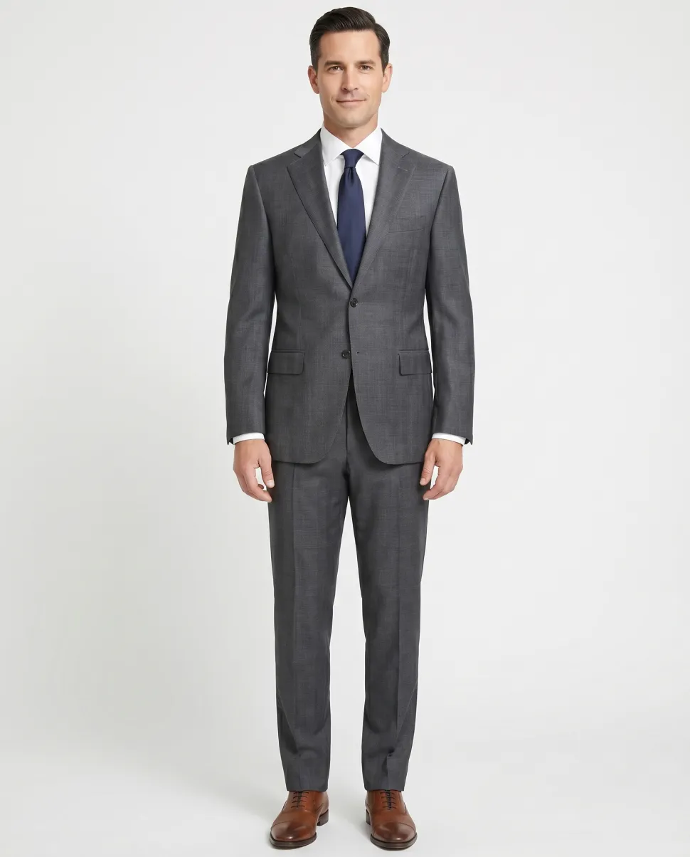 Canali Gray Glen Plaid Notch Lapel 2-Button Wool Suit - 38S
