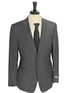 Canali Gray Glen Plaid 100% Wool Suit 40R