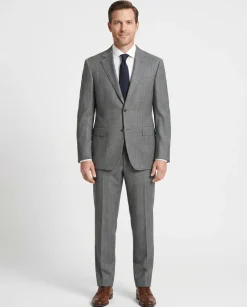 Canali Gray Herringbone 100% Wool Suit 40R
