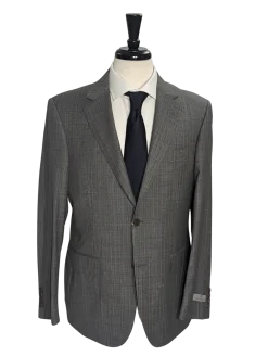 Canali Gray Herringbone 100% Wool Suit 40R