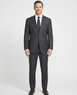 Canali Gray Micro Check 100% Wool Suit 44L