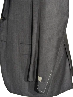 Canali Gray Micro Check 100% Wool Suit 44L