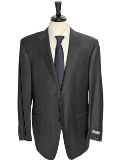 Canali Gray Micro Check 100% Wool Suit 44L