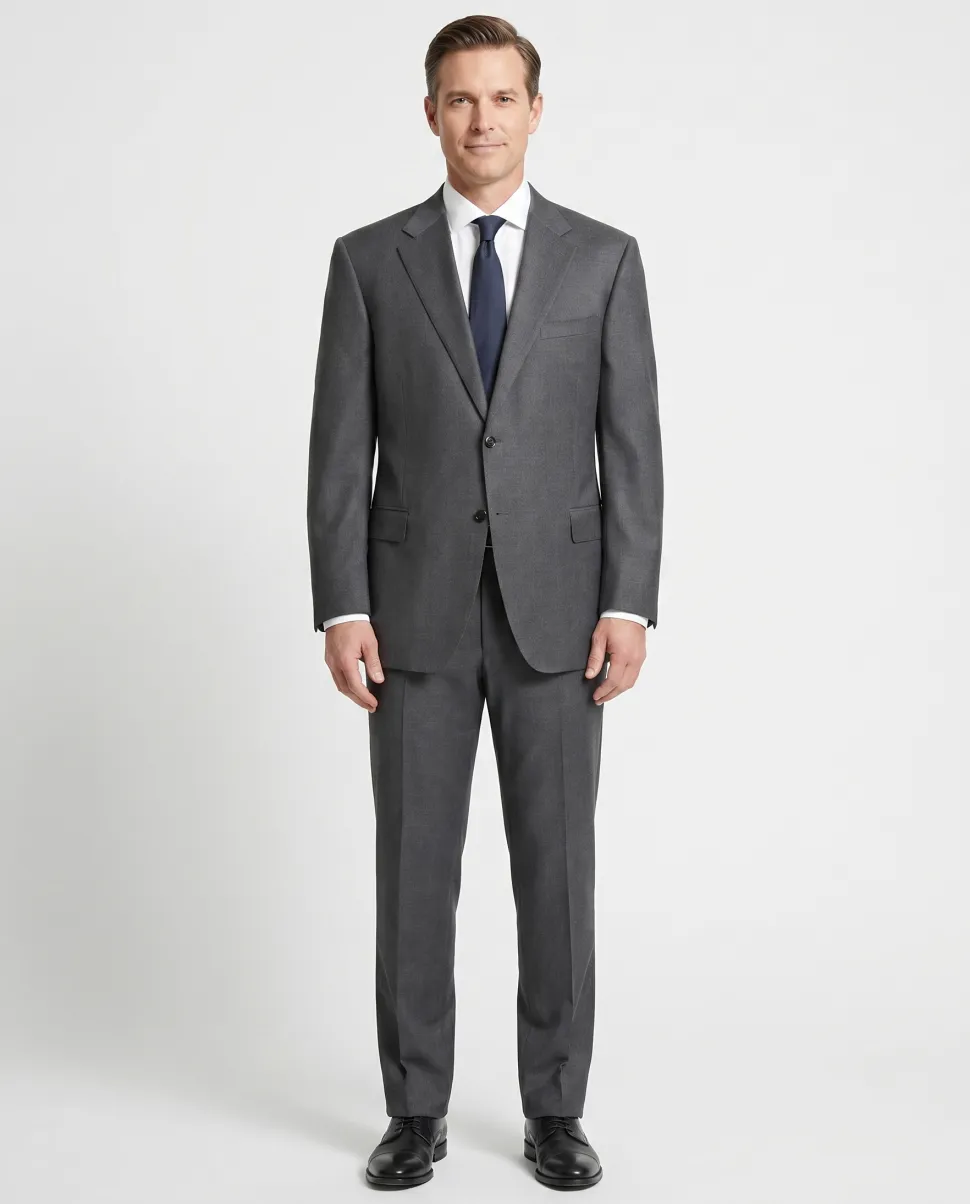 Canali Gray Nailhead 100% Wool Suit 52L