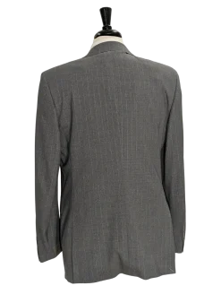 Canali Gray Pinstriped 100% Wool Suit 44L