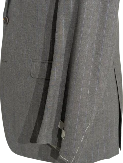 Canali Gray Pinstriped 100% Wool Suit 44L