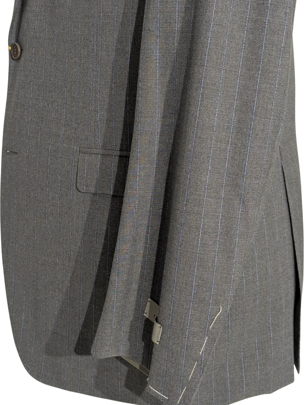 Canali Gray Pinstriped 100% Wool Suit 44L