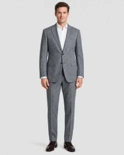 Canali Gray Striped Slim Fit Notch Lapel Wool Silk Linen 2-Button Suit 44L