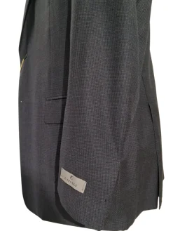 Canali Grey Micro Check 100% Wool Suit 46L