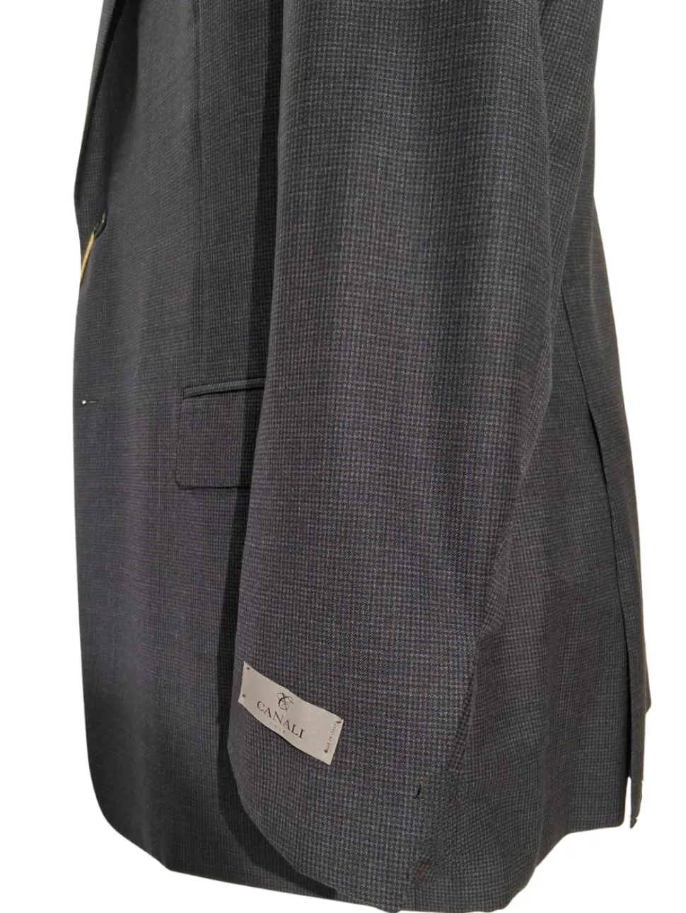 Canali Grey Micro Check 100% Wool Suit 46L