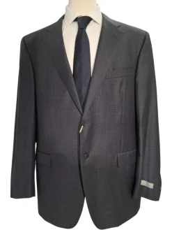Canali Grey Micro Check 100% Wool Suit 46L