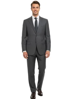Canali Grey Micro Check 100% Wool Suit 46L