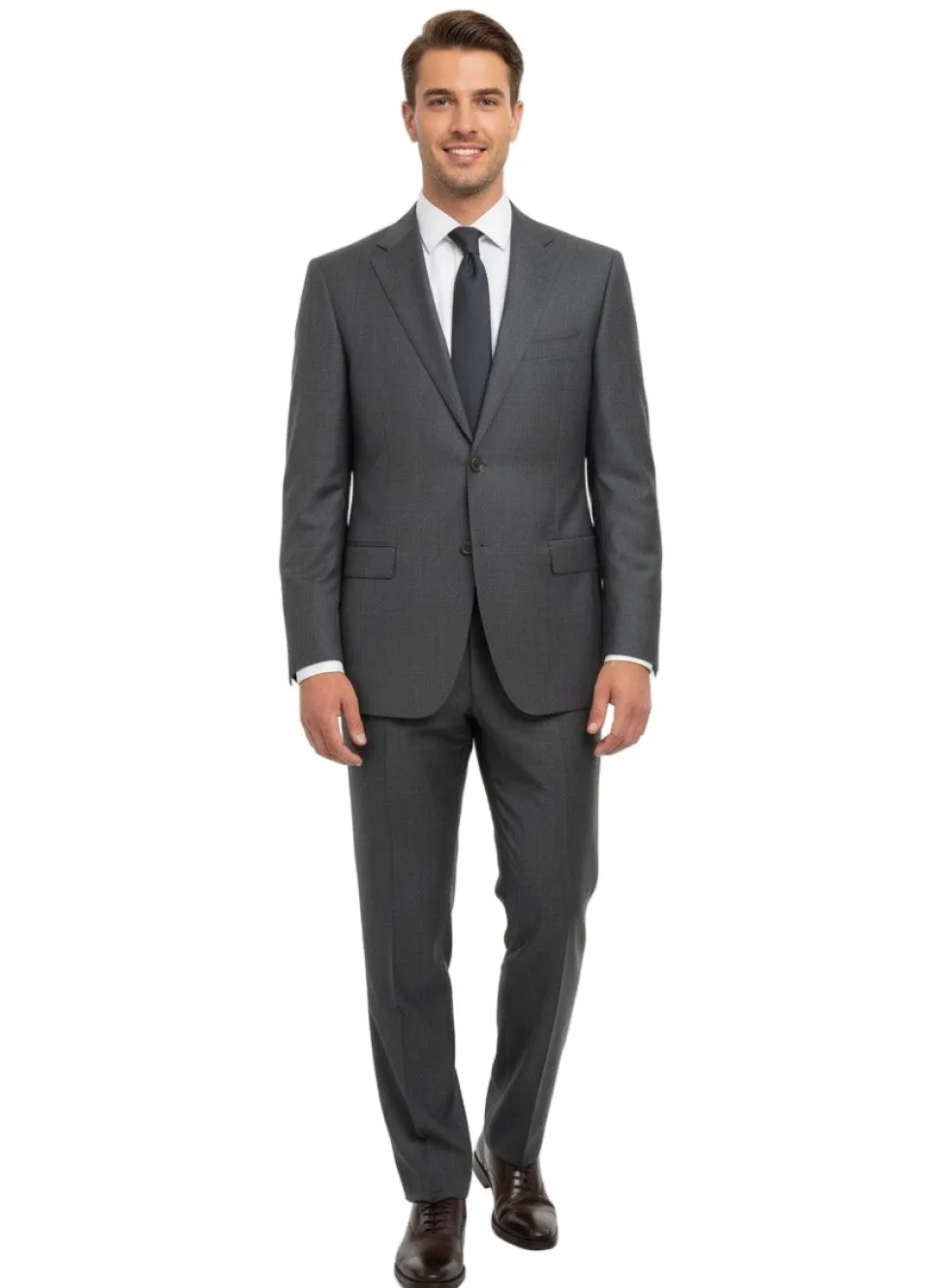 Canali Grey Micro Check 100% Wool Suit 46L