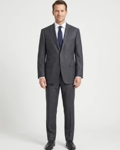 Canali Grey Micro Check 100% Wool Suit 46L